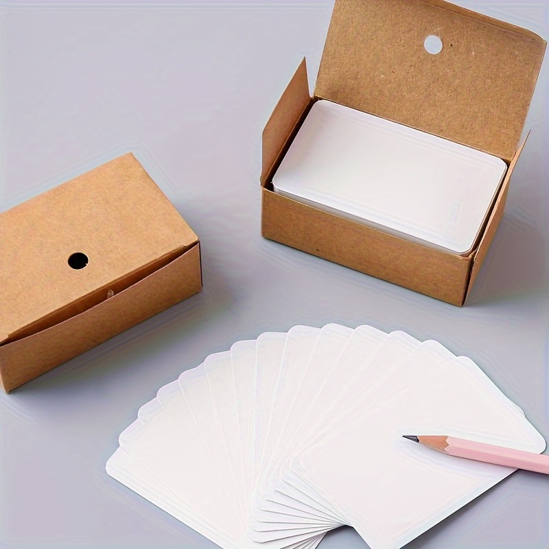 

100-pack White Note Cards Set With Box, Cute Blank Memo Card Flashcards, Creative Stationery Office Supplies For Organizing And Categorizing