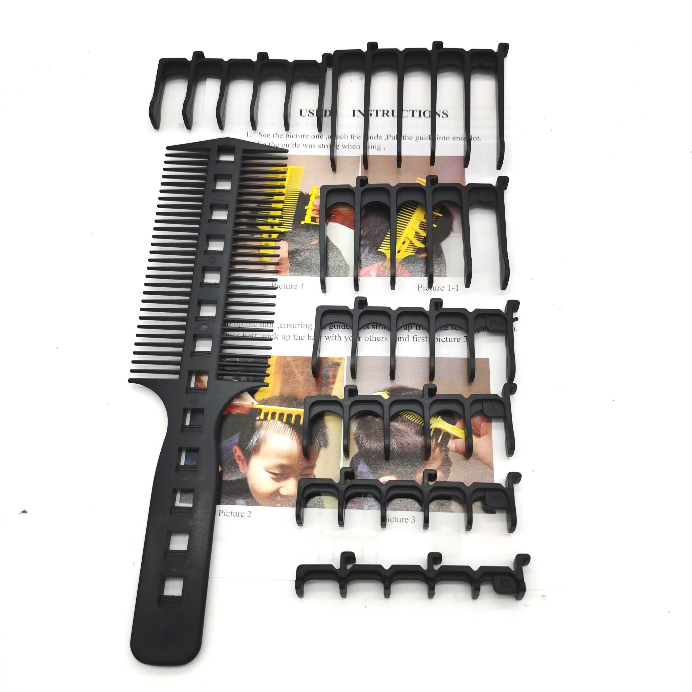 Image of Home Haircutting And Trimming Set, Adjustable Professional Haircut Guide Combs, Sizes Of Comb Teeth For Beginners, Professional Trimming Limit Combs, User- Haircutting Templates