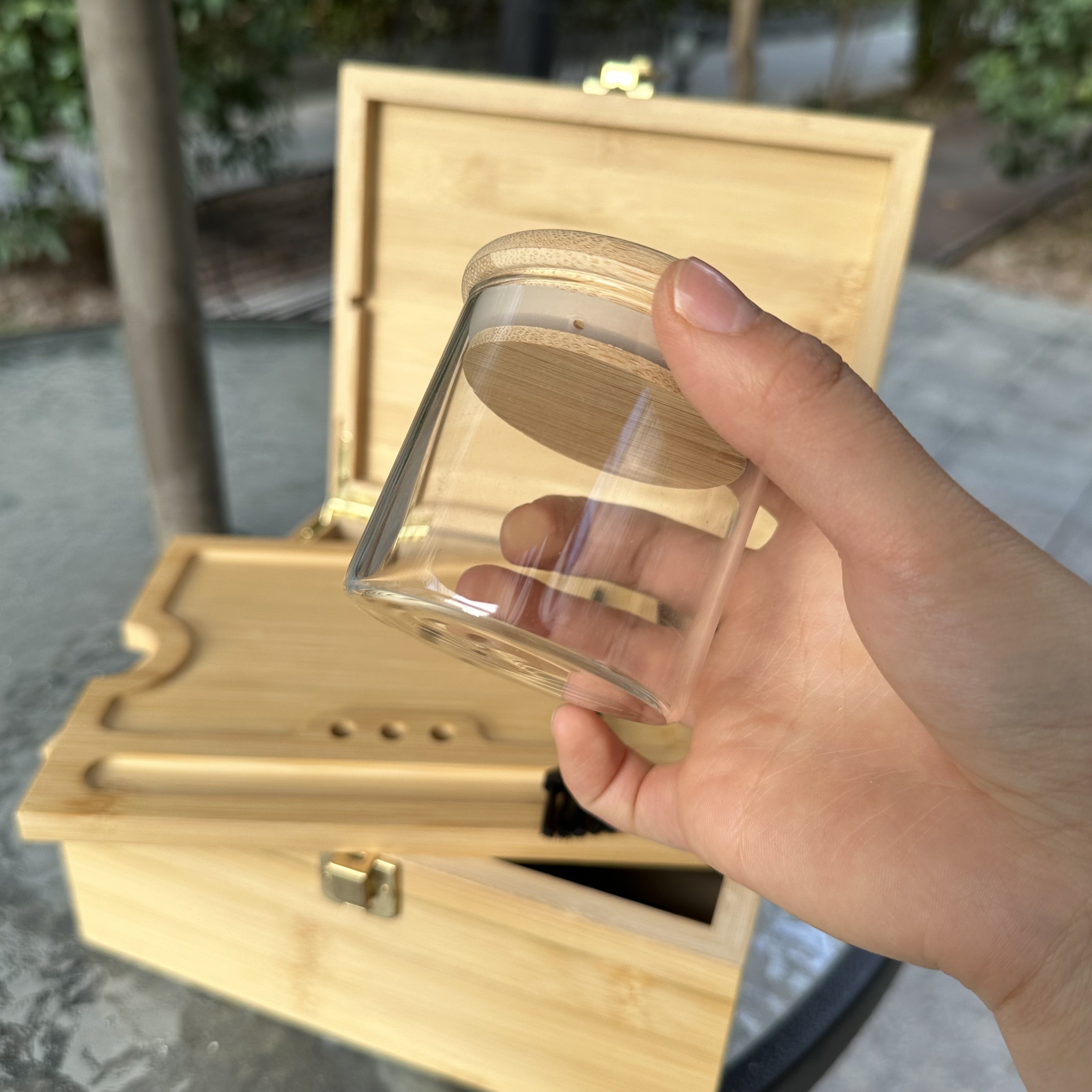 1pc, Large Stash Box, Wooden Storage Box With Tray, Bamboo Storage Box With  Lock And Accessories, Smoking Paper Anti-odor Canister Private Box With