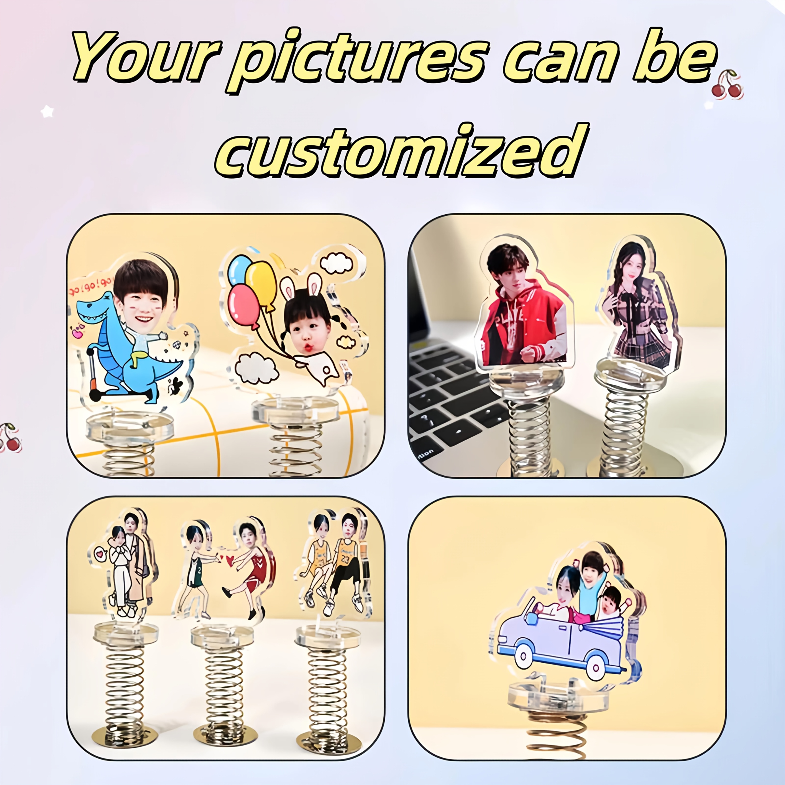 TEMU Custom Acrylic Bobblehead Ornament - Figure Stand Cartoon Car Accessory With Cat Pet Photo Nodding Decoration