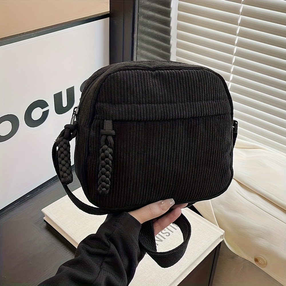 E-shop Vielseitige Vintage Harajuku Cord-Einzelschulter-Crossbody-Kleintasche, lässige Cord-Handy- Schlüsseltasche im japanischen Stil, geeignet für