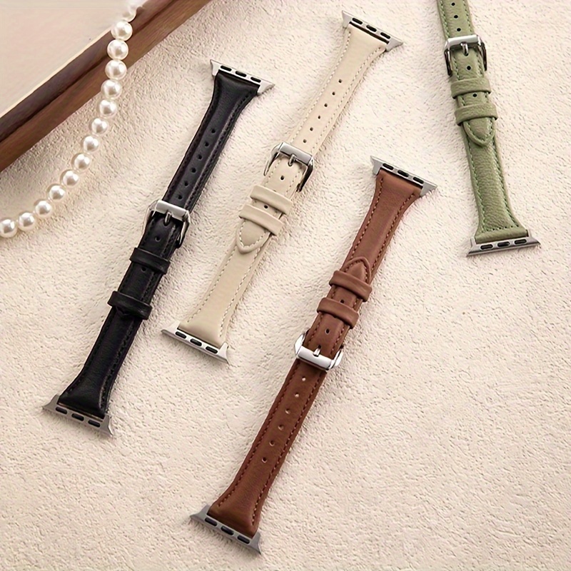 

1pc Synthetic Leather Watch Band, Compatible With Iwatch Ultra/se/series 9/8/7/6/5/4/3/2/1, Leather Strap For 38mm 40mm 41mm 42mm 44mm 45mm 49mm Models