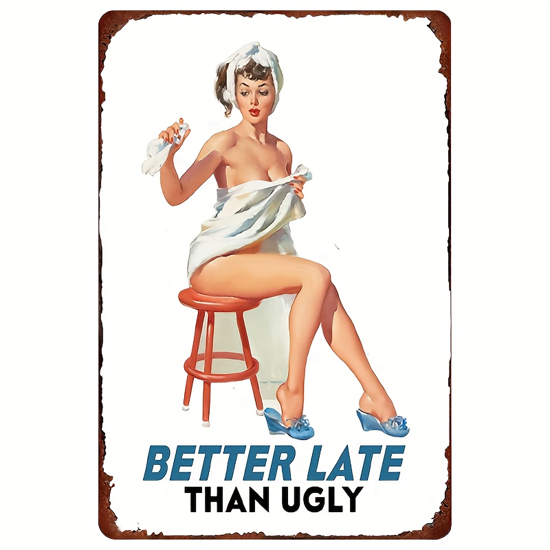 

1pc Vintage Aluminum Metal Sign " Than Ugly" - Humorous Retro , Pre-drilled For Easy Hanging, Multipurpose Decor For Home, Bar, Garage, Cafe, Laundry Room - 12x8 Inches