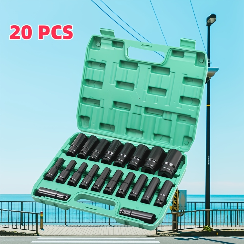 TEMU 10/20pcs, 1/2in, Deep Impact Socket Set, Portable Electric Wrench Socket Set, 10-24mm Hex Bit Tool Set, Local Stock Shipping, Socket Set,