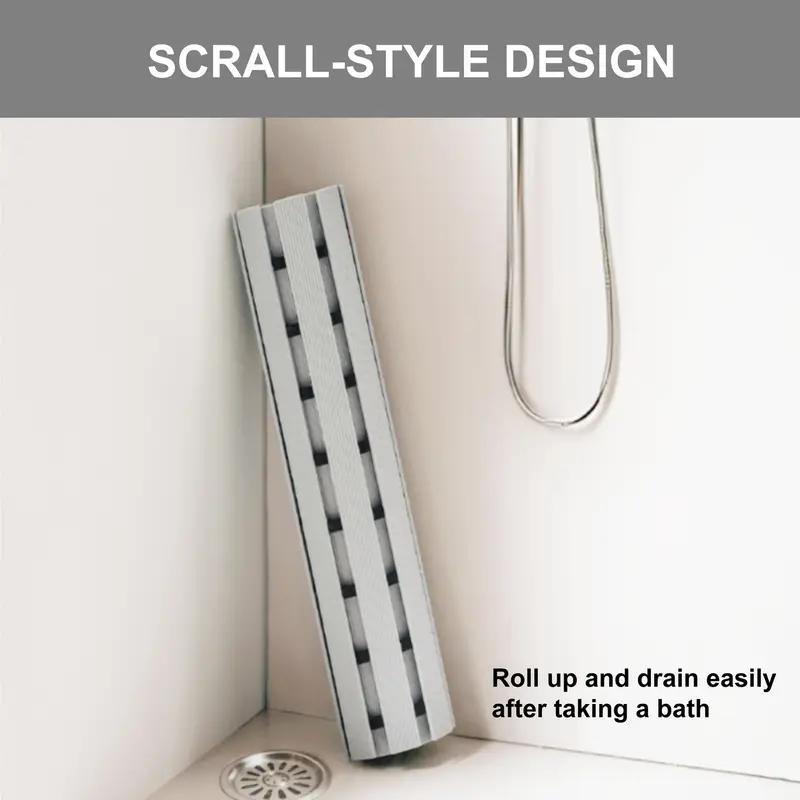 non slip shower mat with suction cups and drainage holes quick dry hard cut to any size 17 x24 43x60cm suitable for wet and slippery floors in showers and bathtubs durable white and gray easy to clean bathroom mat shower mats for bathrooms bathtub safety modern bathroom decor surface nonslip backing striped pattern durable pvc conscious buyers Product details 10