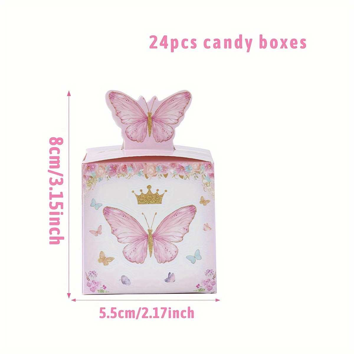 E-shop Geschenk für Sie/Ihn 24 Stück, Schmetterling Papier Süßigkeitenboxen, Schmetterling Thema Geburtstag Geschenkbox Tasche, Brautparty Hochzeit