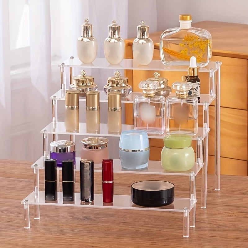 1pc Multifunctional Perfume Display Rack Ladder Style Transparent Storage  Rack Cosmetic Organizer Perfume Lipstick Nail Polish Storage Rack  Suitable
