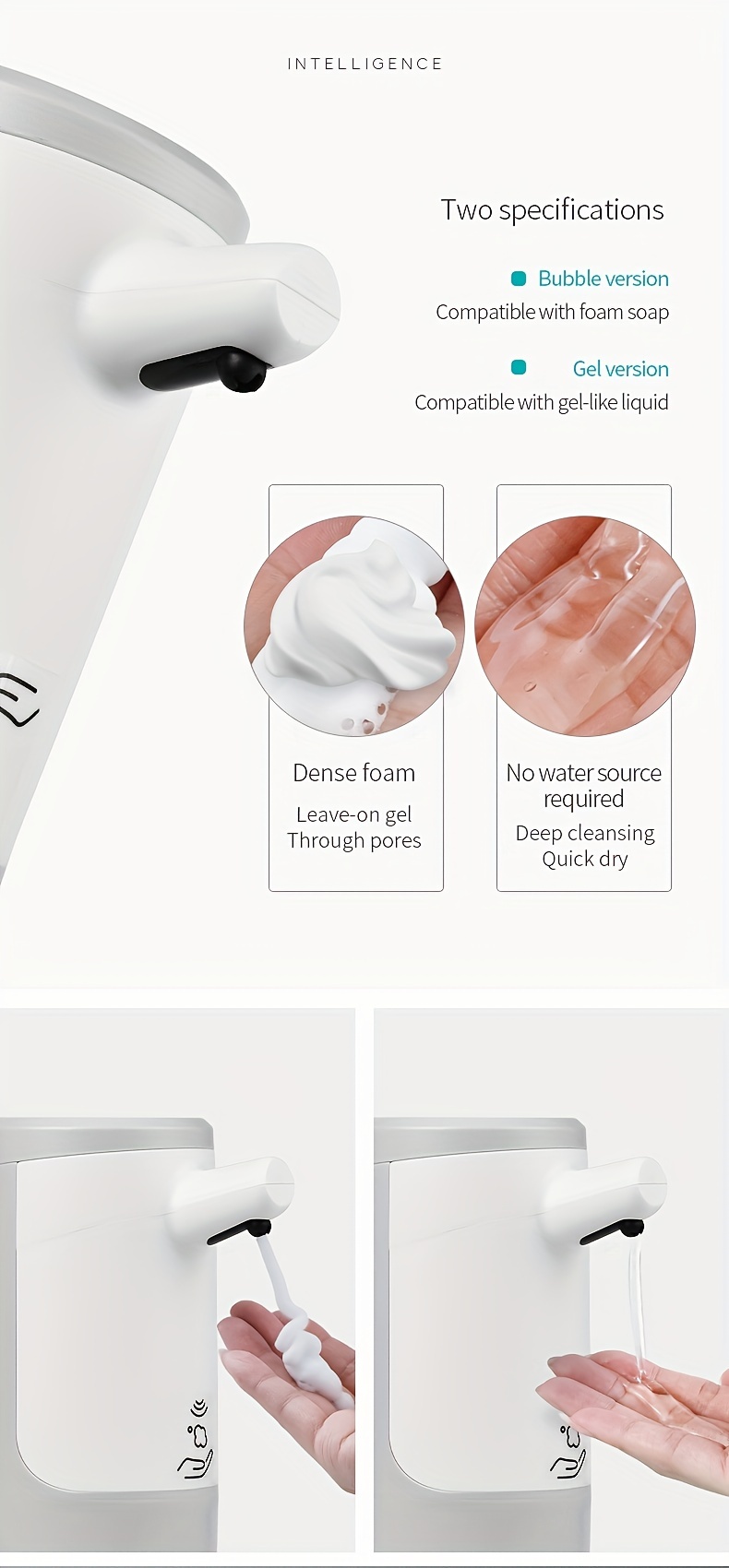 1  touchless soap dispenser 450ml capacity 3 mode infrared sensor usb c rechargeable pump for bathroom kitchen hand sanitizer dish soap no food contact plastic material details 6