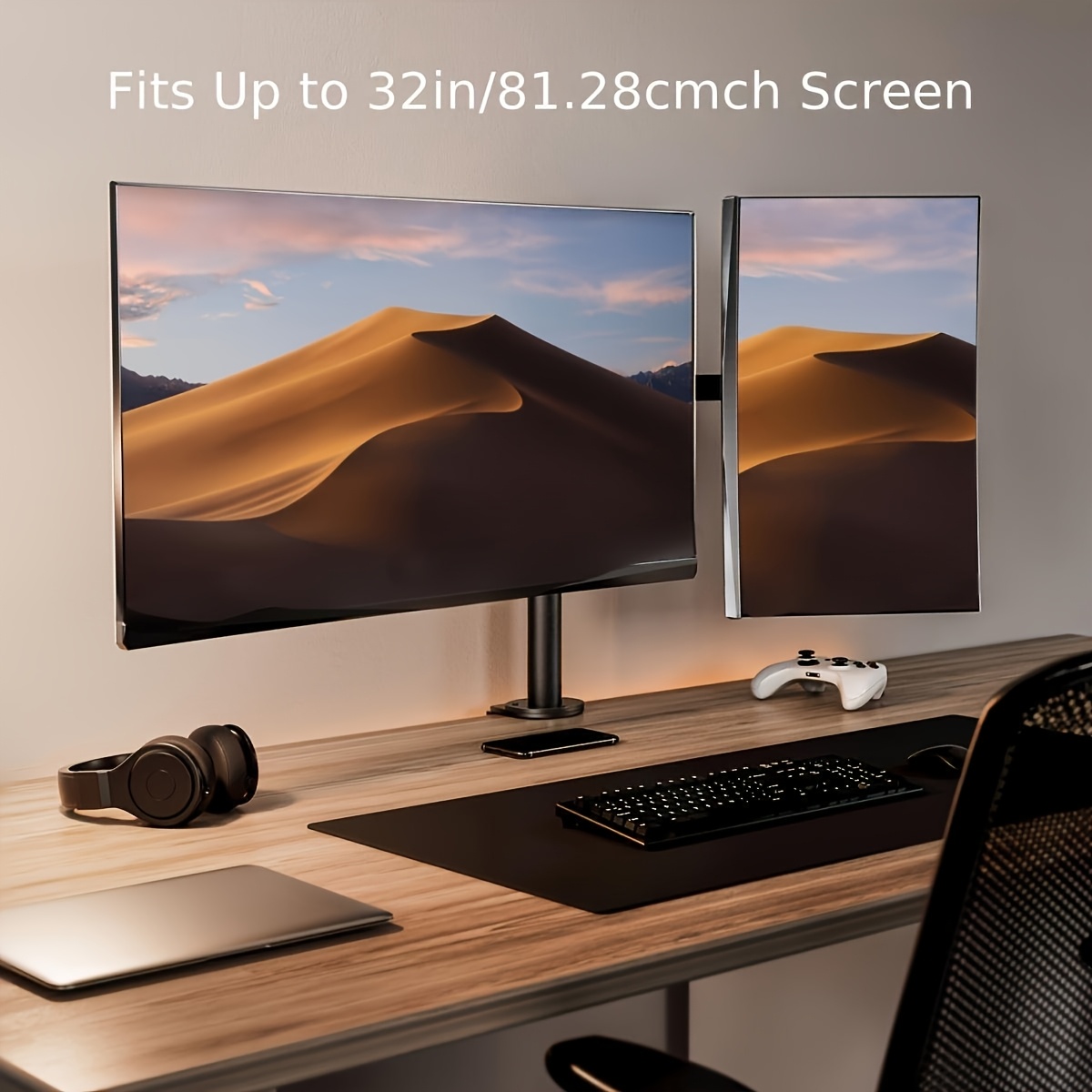 TEMU Dual Monitor Mount For Desk, Fully Adjustable Dual Monitor Arm Fits 2 Computer Screens Up To 32 Inch, Monitor Stand Desk For 2 Monitors, Each Arm To 17.6 Lbs 17592679421880