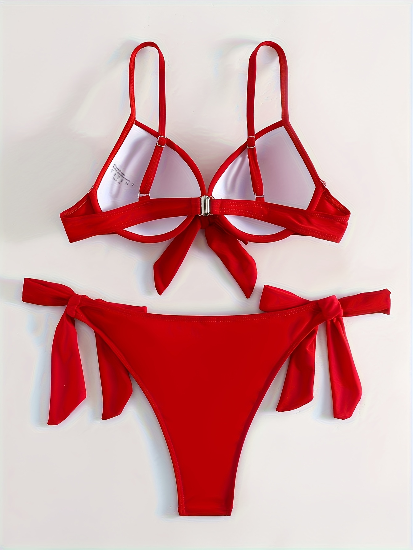 big red gathered hard   bikini set Product details 0