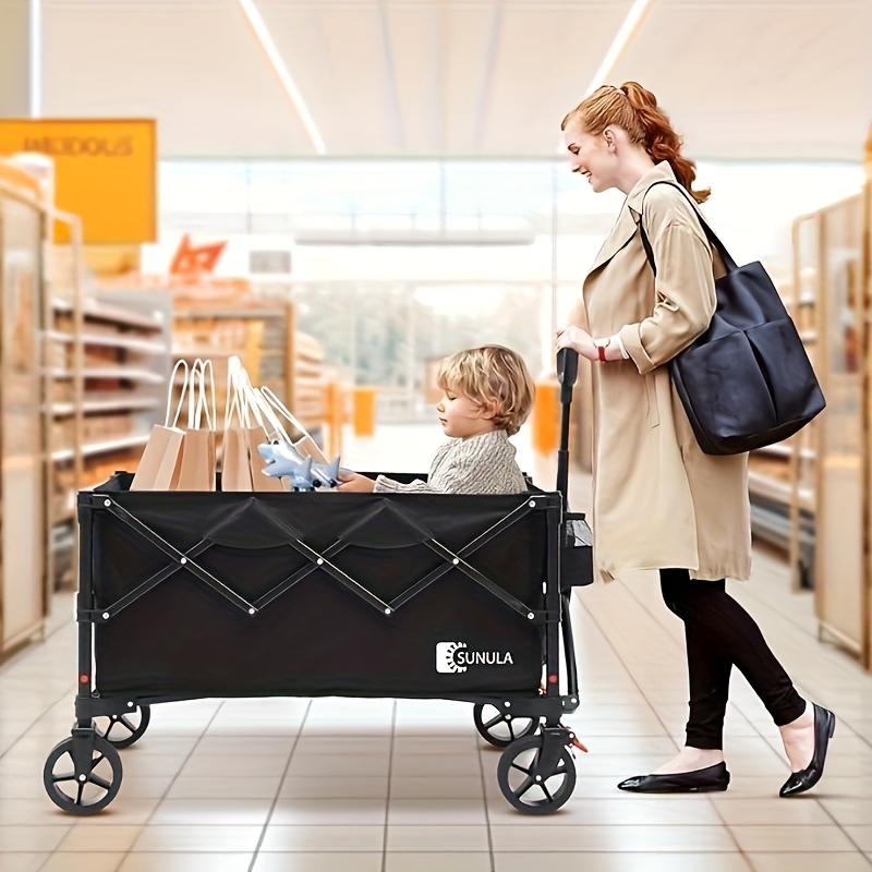  collapsible wagon cart supports up to 330 lbs with a 300l capacity oversized all terrain wheels for sand grass gravel   shopping camping gardening beach trips and outdoor activities folds compactly for   details 0