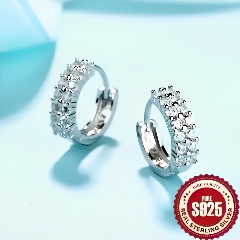 1 Pereche de Cercei S925 Argint Sterling, Stil Fashion Clasic, Exquisiți, Lustruiți, Dublu Strat, Cubic, Zirconiu Sintetic, Geometrici, Design Creativ High-End, Stil Unic, Formă de Inimă, Minimaliști, Lux, Cuplu, Mini, Drăguți, Zilnic, Petrecere