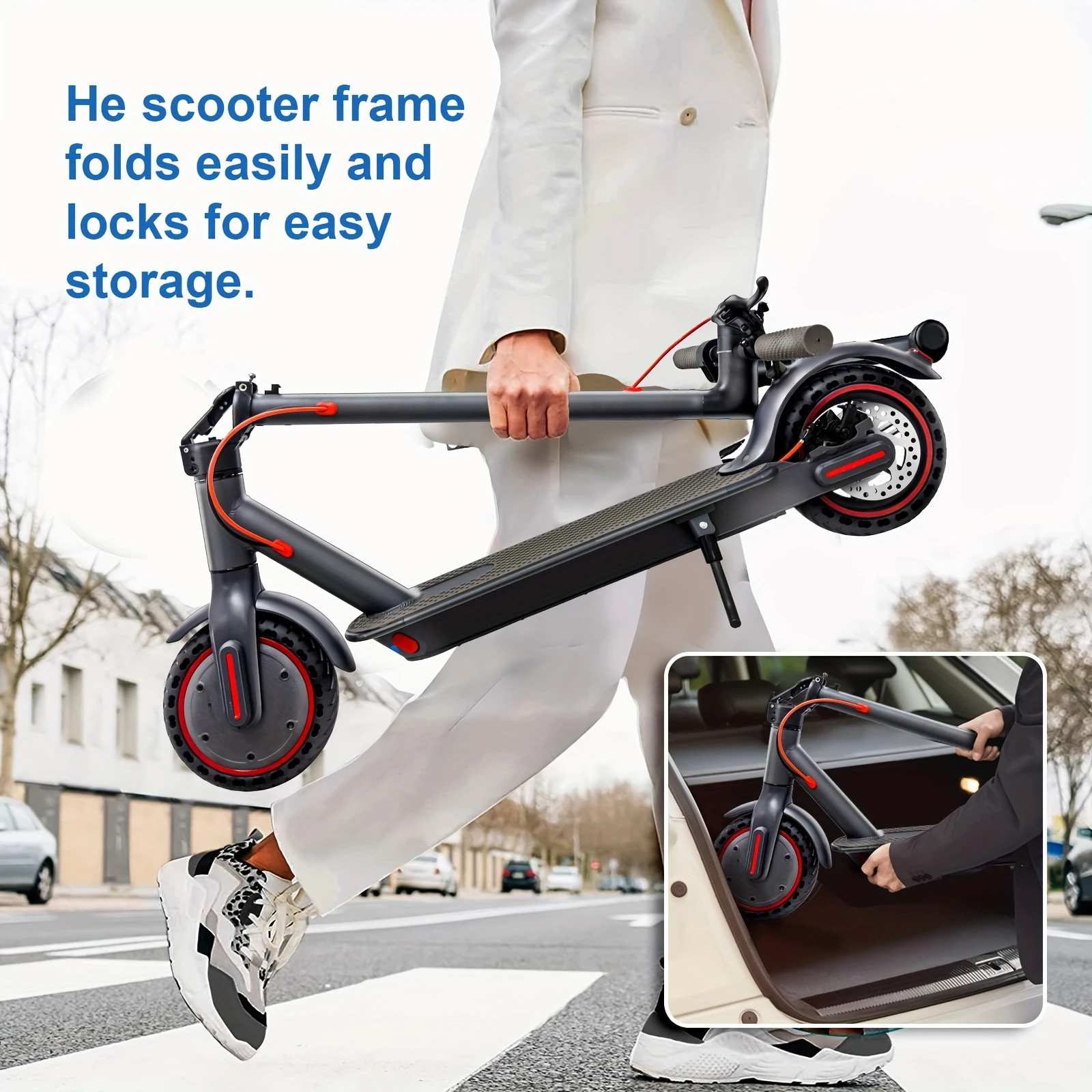 8.5" Foldable Electric Scooter for Adults - 350W Motor & LED