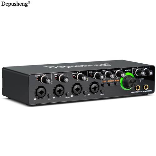 audio interface sound card power usb powered production console and studio controller for pc music guitar podcasting recording 24 bit 192khz