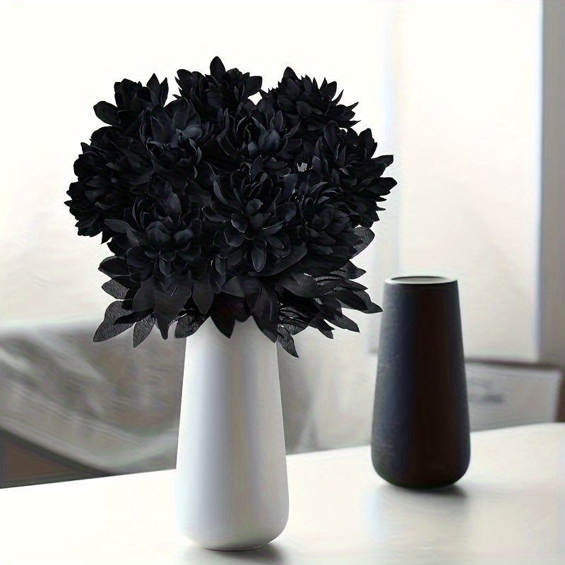 

10pcs Black Artificial Dahlias Bouquet, Ideal For Dining Table Centerpiece, Halloween, Christmas, Valentine's Day & Wedding Decoration