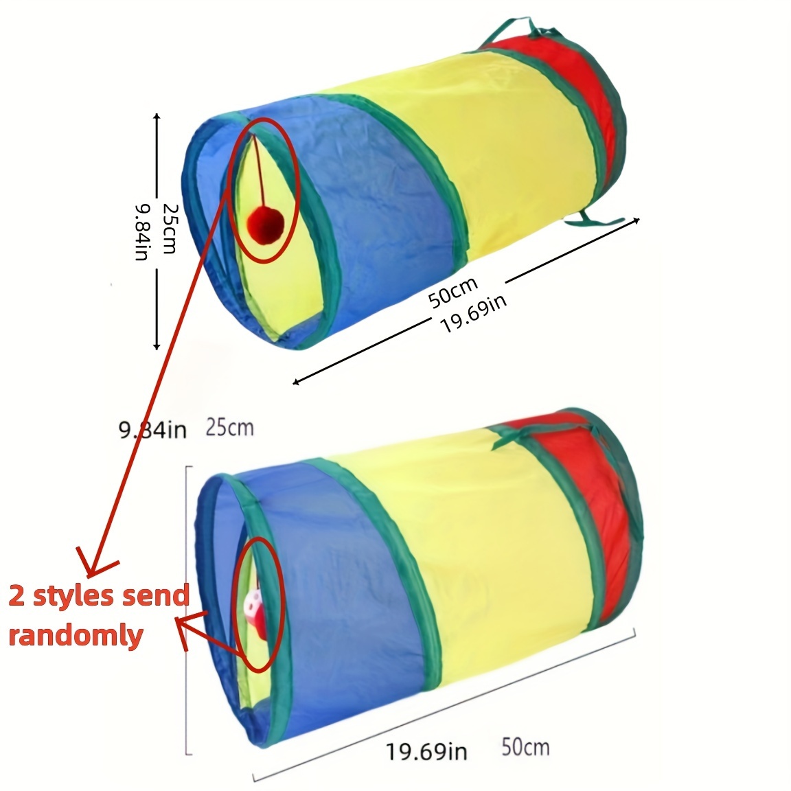 TEMU Foldable Cat Tunnel With Ball - Interactive Kitten Toy For