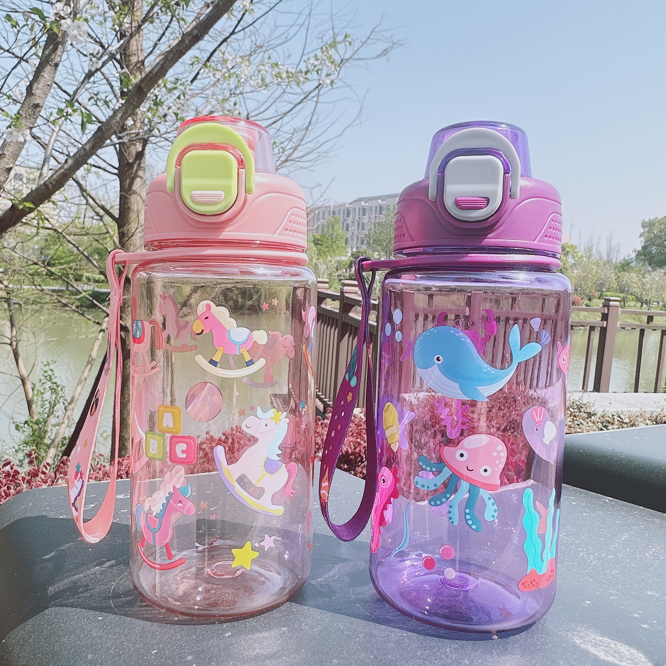 2 pack 600ml 20 29oz leak proof sports water bottles fun - Temu Pakistan