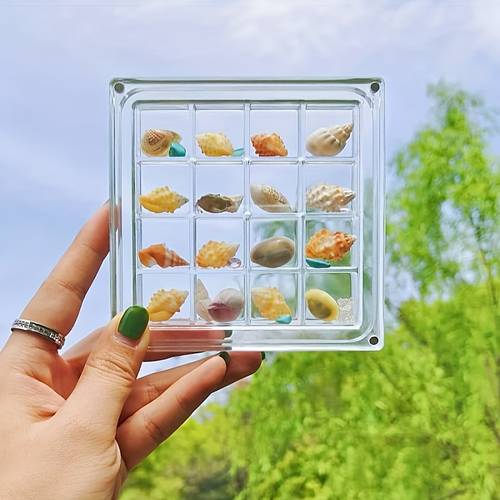 16 compartment magnetic acrylic storage box transparent minimalist desktop organizer for seashells stones jewelry keychains compact display case with strong magnets holiday gift day easter thanksgiving case compact organizer thanksgiving