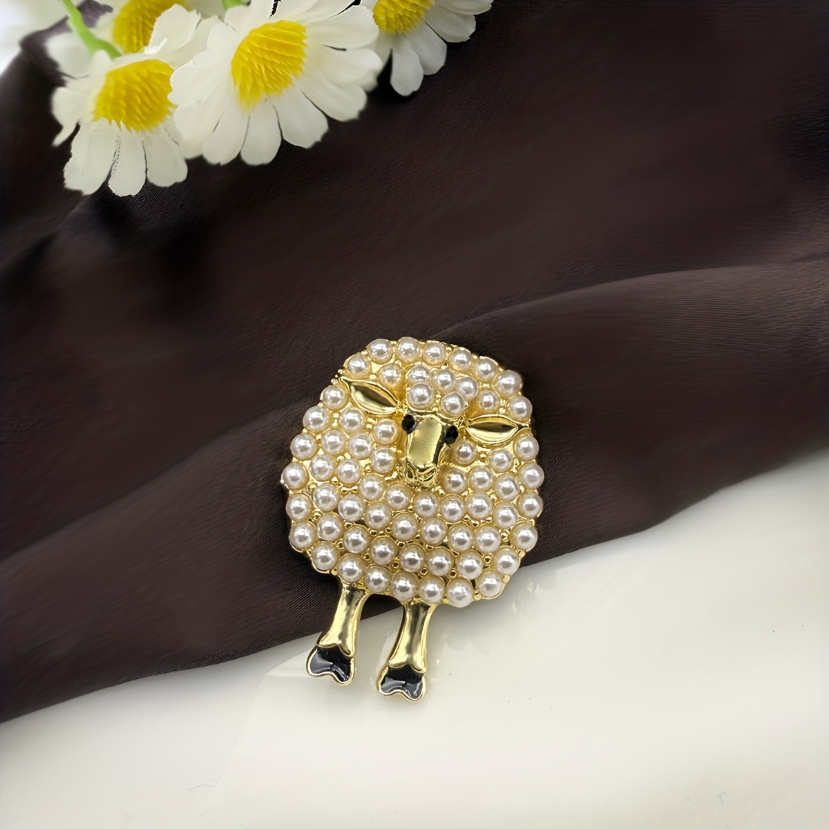 TEMU 1 broche de con de perlas, moderno y lindo, adecuado para ropa de mujer, solapa, mochila, decoración, alfileres, regalo de Navidad, adornos de