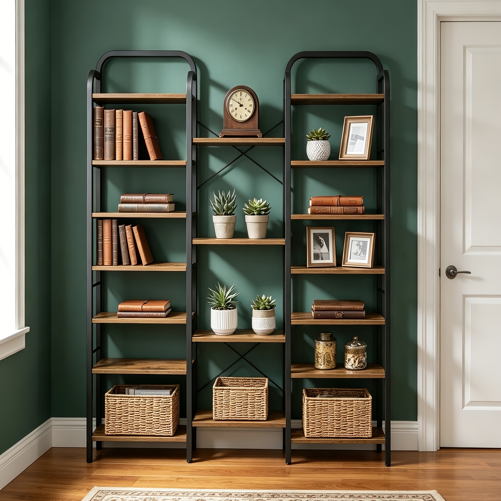 18-shelf Bookcase, Extra--shaped Design, Bookcase, -one Modular Design, Adjustable Shelves, Ideal For Living Rooms And Studies, Display Unit, Storage Cabinet