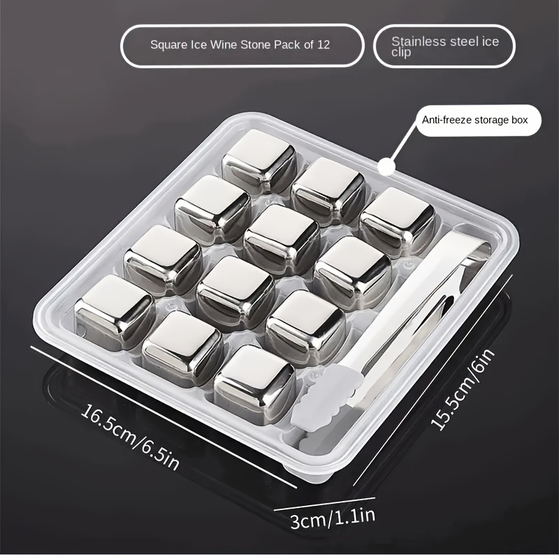 7/13pcs Set 304 Stainless Steel Ice Cubes Summer Beer Drinks Whiskey Utensils Ice Cubes Metal Quick- Ice Cubes