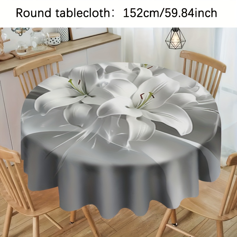 TEMU 1 nappe de fleur blanche - Choix idéal pour la décoration intérieure, nappe décorative moderne et , Matériau, Rectangulaire/Rond en option,