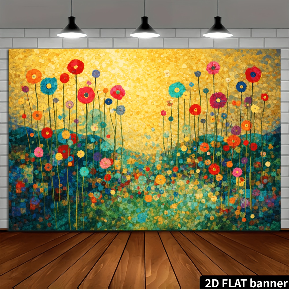 Multicolor Abstract Mosaic Wall Tapestry Floral Geometric Decor_voghion.com