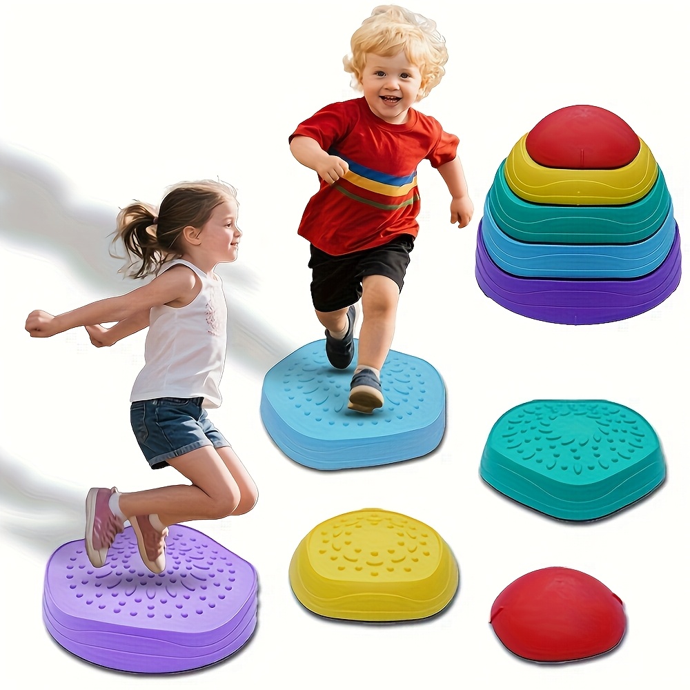 Balance-Trittsteine Für Kinder – 8er-Set Rutschfeste Gleichgewichtsblöcke Für Drinnen & Draußen, Fördert Koordination, Kraft & Spaß