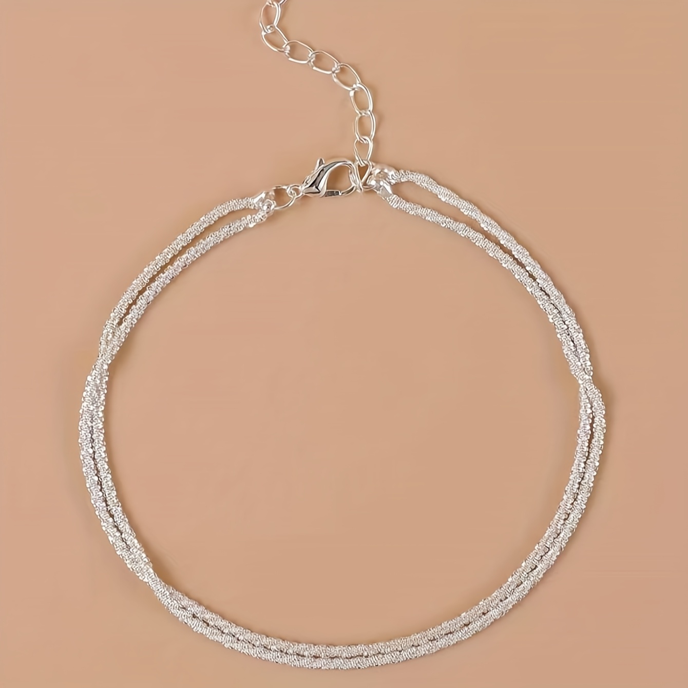 E-shop Stilvolle, lässige und modische Damen-Silberbeschichtete Schuppen-Kettenkette mit Doppelschicht für Urlaub und Freizeit – elegant und glänzend