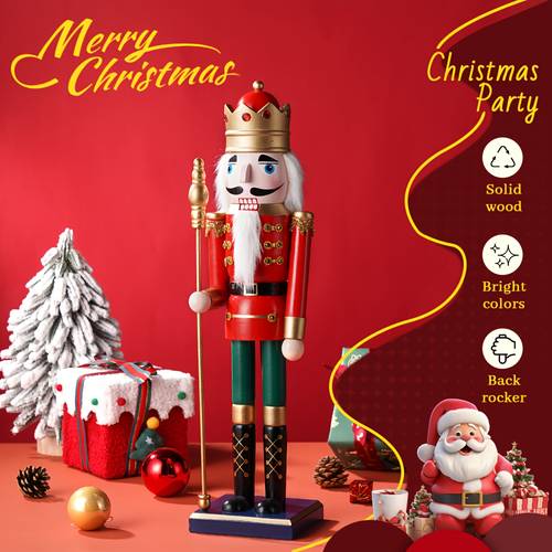 1pc 50cm wooden nutcracker ornament king soldier figurement handcraft doll home office table decoration statues christmas gift
