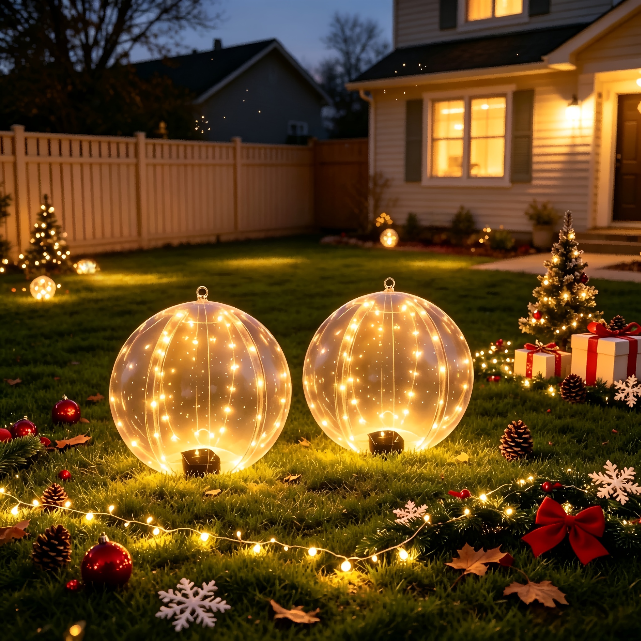 TEMU 2/4pcs Inflatable Solar Lights, 14in/36cm Warm White Led Ball Lamps, 10 Lighting Ip68 Decor Lights For Pool, Garden, Lawn, Tree Branches, Indoor