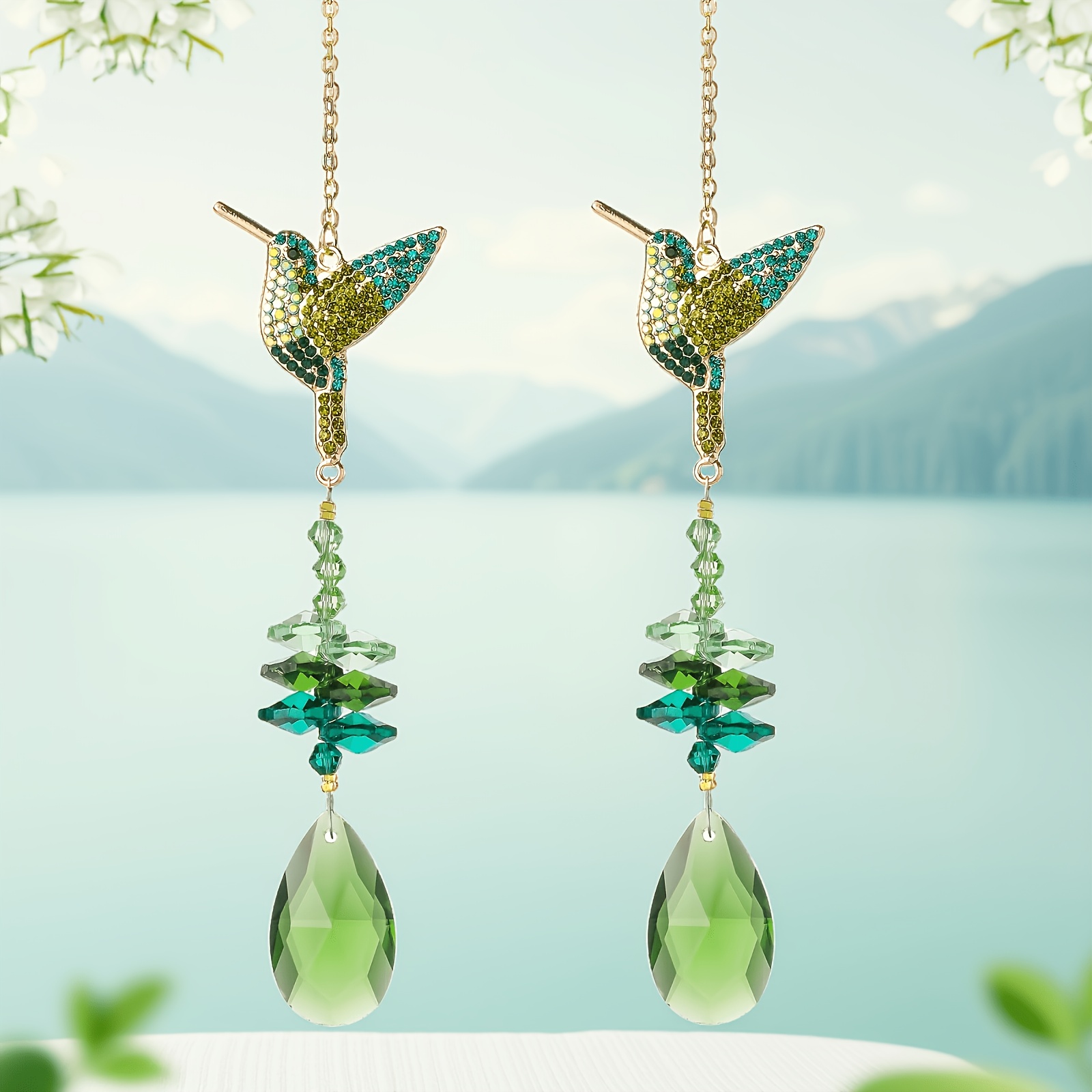 TEMU L'Attrape-soleil en Cristal Artificiel, 2 pièces, Pendentif en Cristal Série Vert et , Cadeau pour Amis, Ornement Décoratif pour Décoration