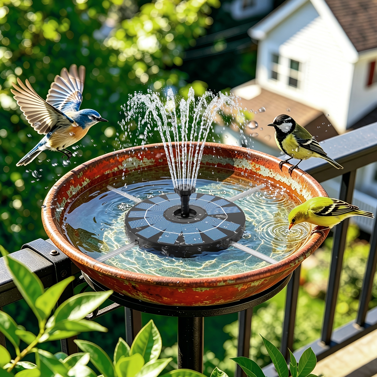 Image of Bird Bath Fountain, Solar-powered , Ipx8 Solar Water Feature For Pond Terrace Pool Courtyard , Easy Setup Bird Outdoor Decor With For Landscapes