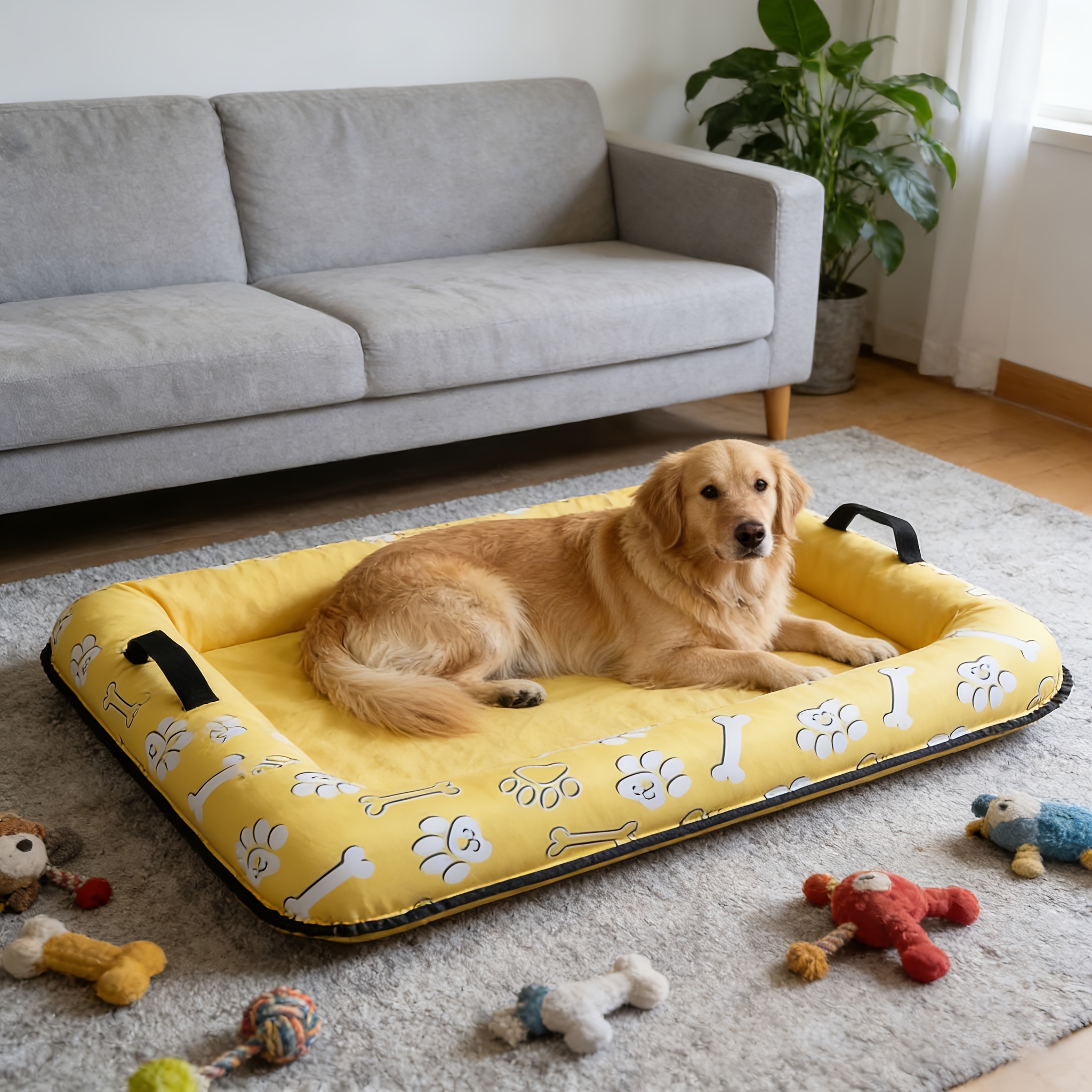 blue yellow and orange three   print pet inflatable bed dog bed pet float pet float bed foldable and portable suitable for large medium and small dogs and cats multi purpose   used for playing in water and as a nest Product details 3