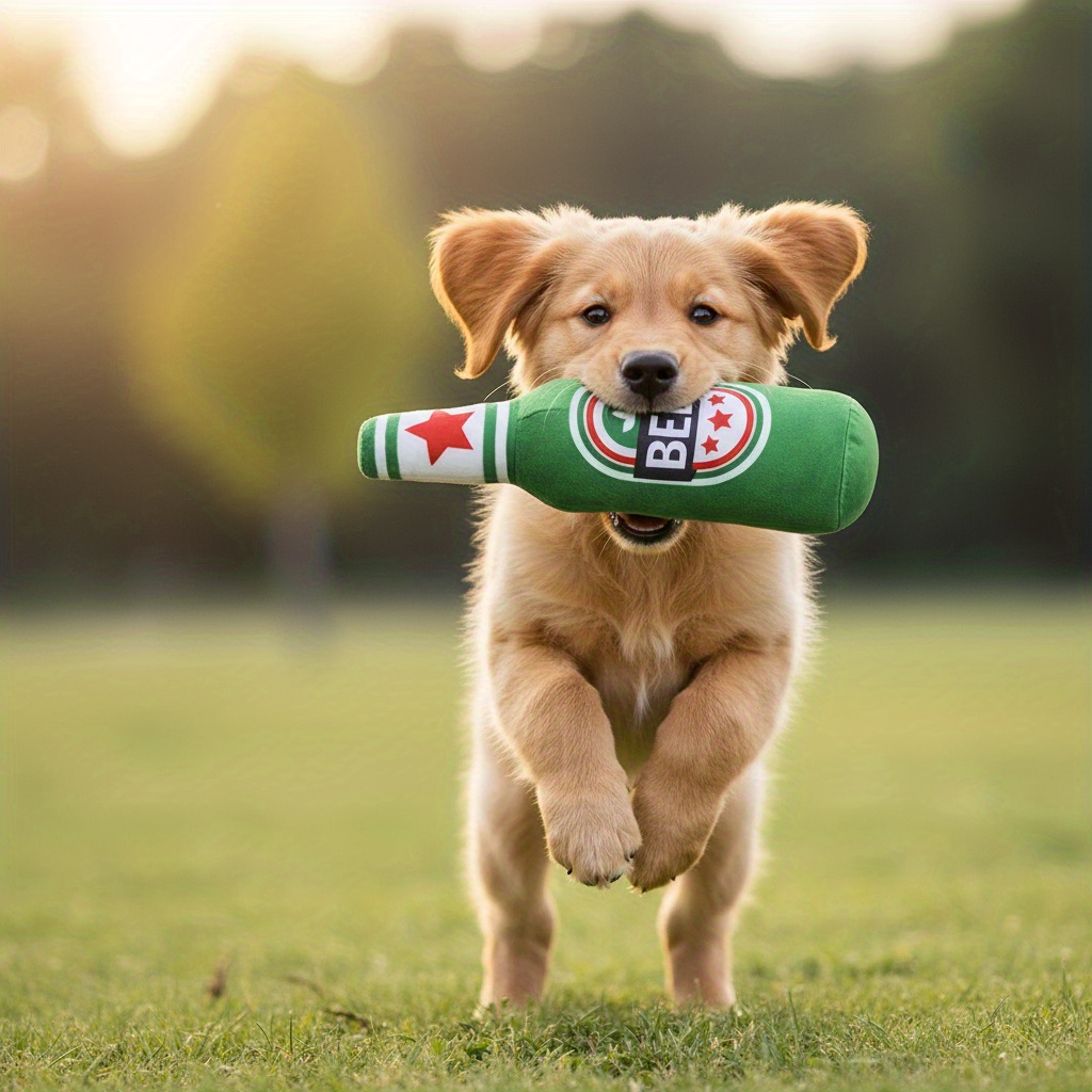 Wine Bottle Shaped Squeaky Dog Toy for Small Dogs