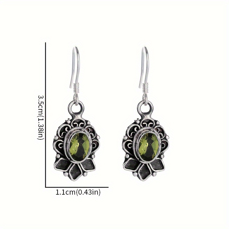 Men's Minimalist Green Stone Zinc Earrings