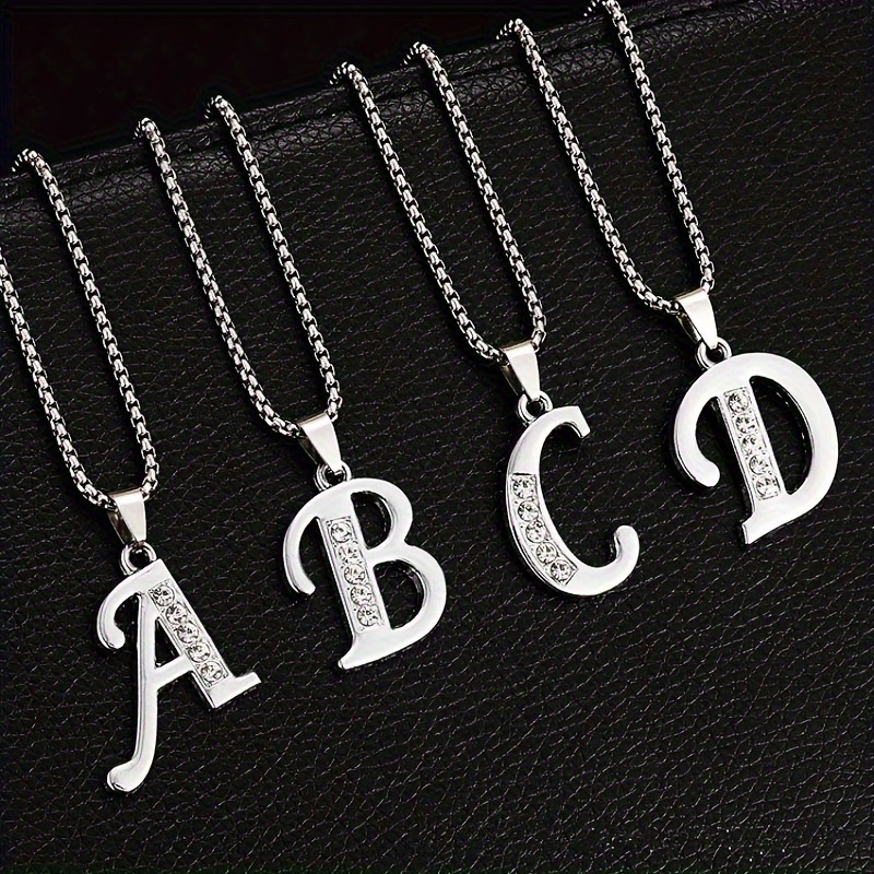 

1pc Fashion Stainless Steel 26 English Letter Pendant Necklace, Holiday Gift Birthday Gift