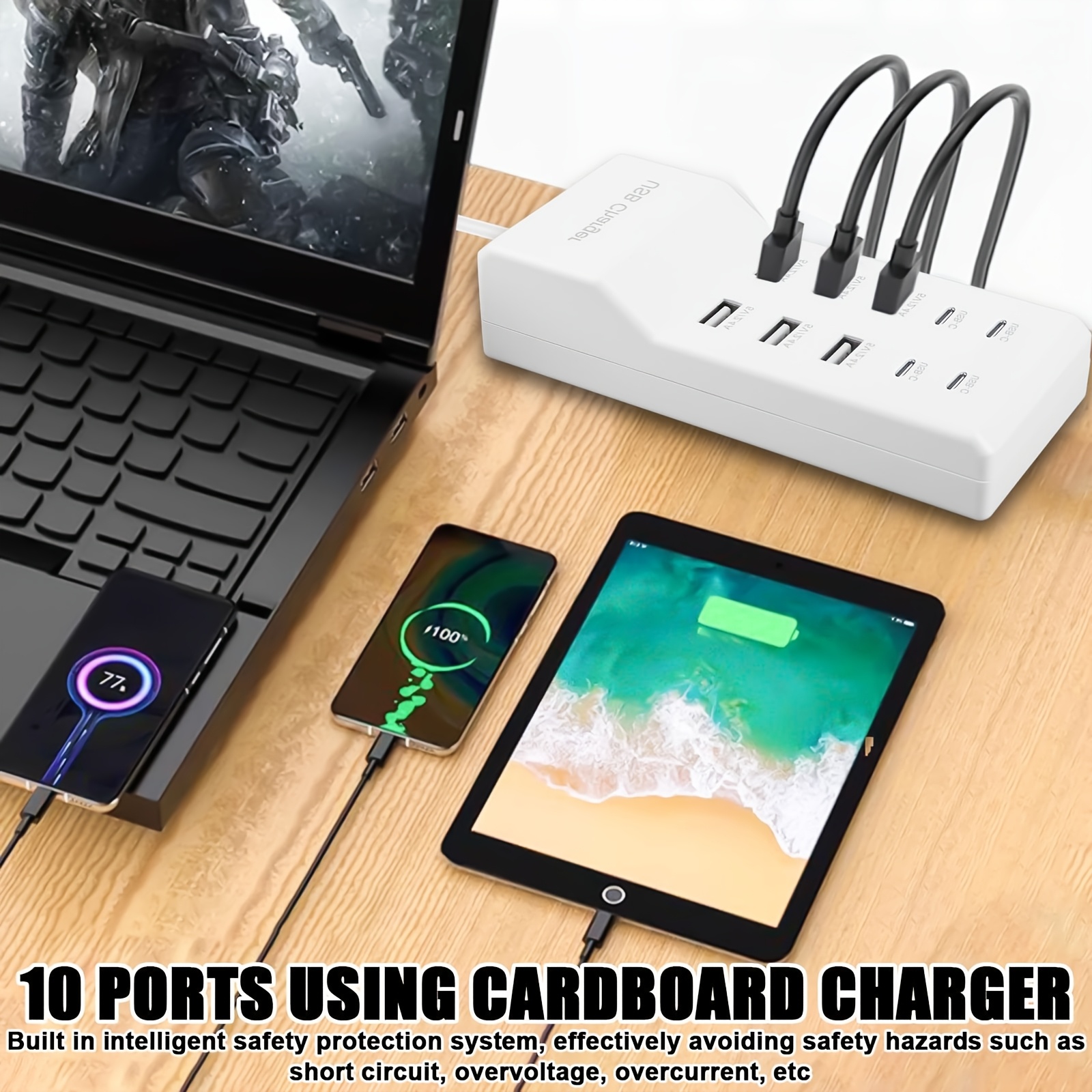 10 port gan usb charging station w eu charging for multiple devices safety certified Product details 2