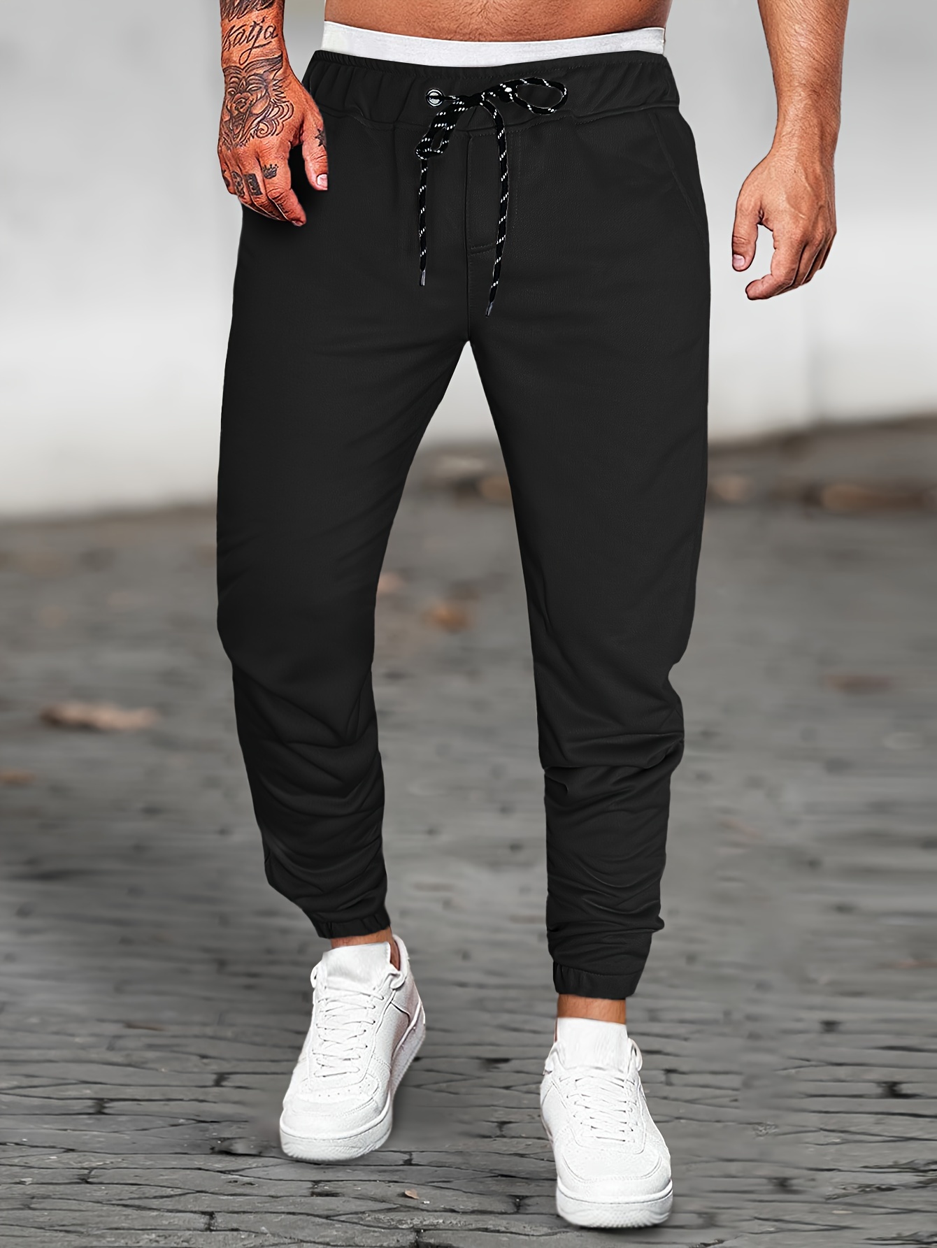 Men's Fashion Casual Black Straight Leg Pants