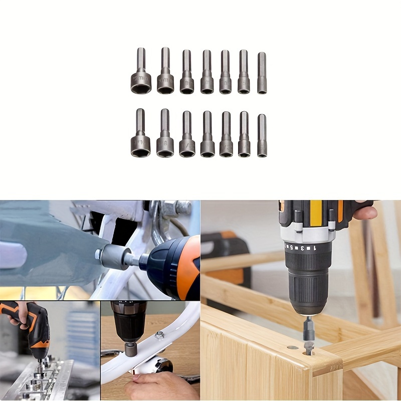 

14pcs Screwdriver & Drill Bit Set With Hex Wrench - Durable, Washable Steel For Woodworking And Diy Projects