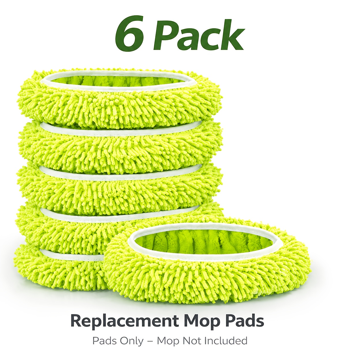 TEMU 6-pack Mop Replacement Pads, Chenille Microfiber Mop Replacement Pads, Washable And Reusable, Absorbent Mop Head Cloth, Suitable For Cleaning