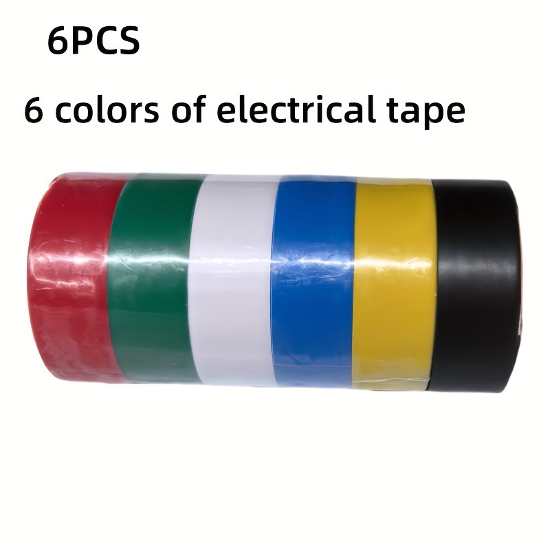 

6pcs Electrical Tape Set - Flame Retardant, Waterproof Insulation For Home Renovation & Auto Wiring - Black, Red, Yellow, Green, Blue, White - 1.7cm X 118.11in Rolls