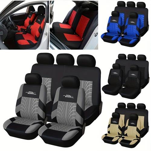 1 set seat covers 3d tyre print polyester knit fabric with sponge filler compatible quick setup for cars trucks suvs full set front rear bench protection seat covers for car