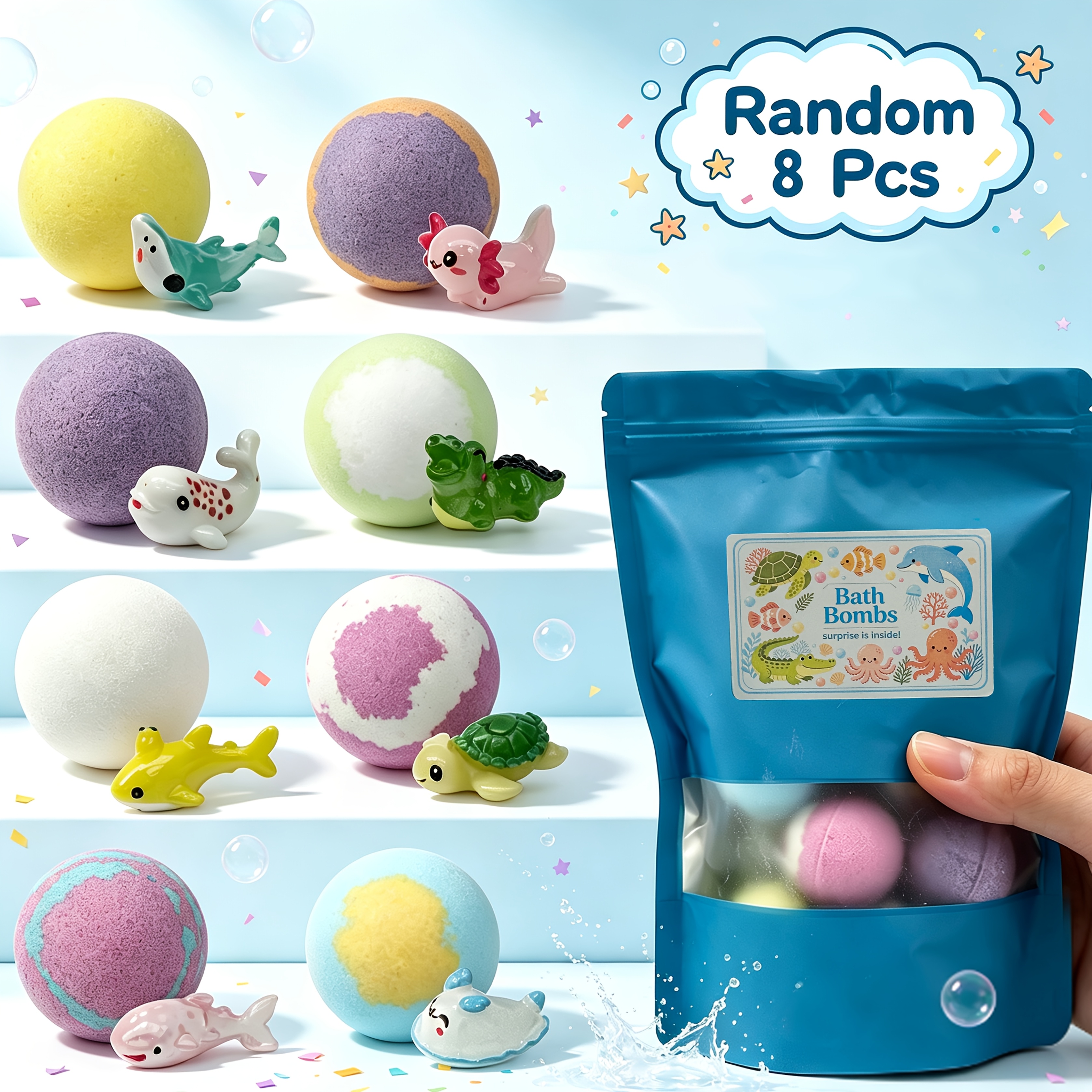 Random 8pcs Containing 8 Ocean-themed Mini Toys, Surprise Ocean , Fun , Great For Birthdays, Easter, Christmas, And Holidays