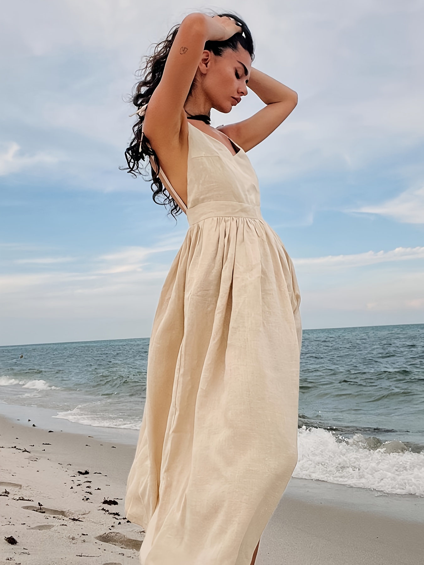 princess polly baby blue dress Custom Made Boho Backless Lace A-Line Wedding Dress – Long Sleeve Chif –  HER SHOP main image 0