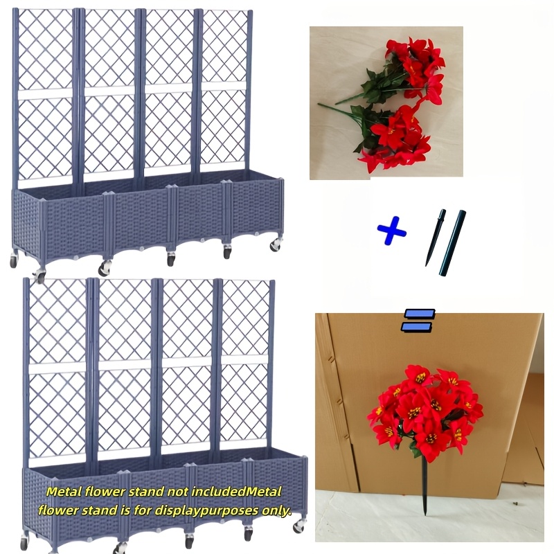 TEMU 2pcs Artificial Poinsettia Flowers With Ground Stakes, Floral Decor, Plastic Greenery, For Holiday Decoration - Plastic Christmas Flowers,