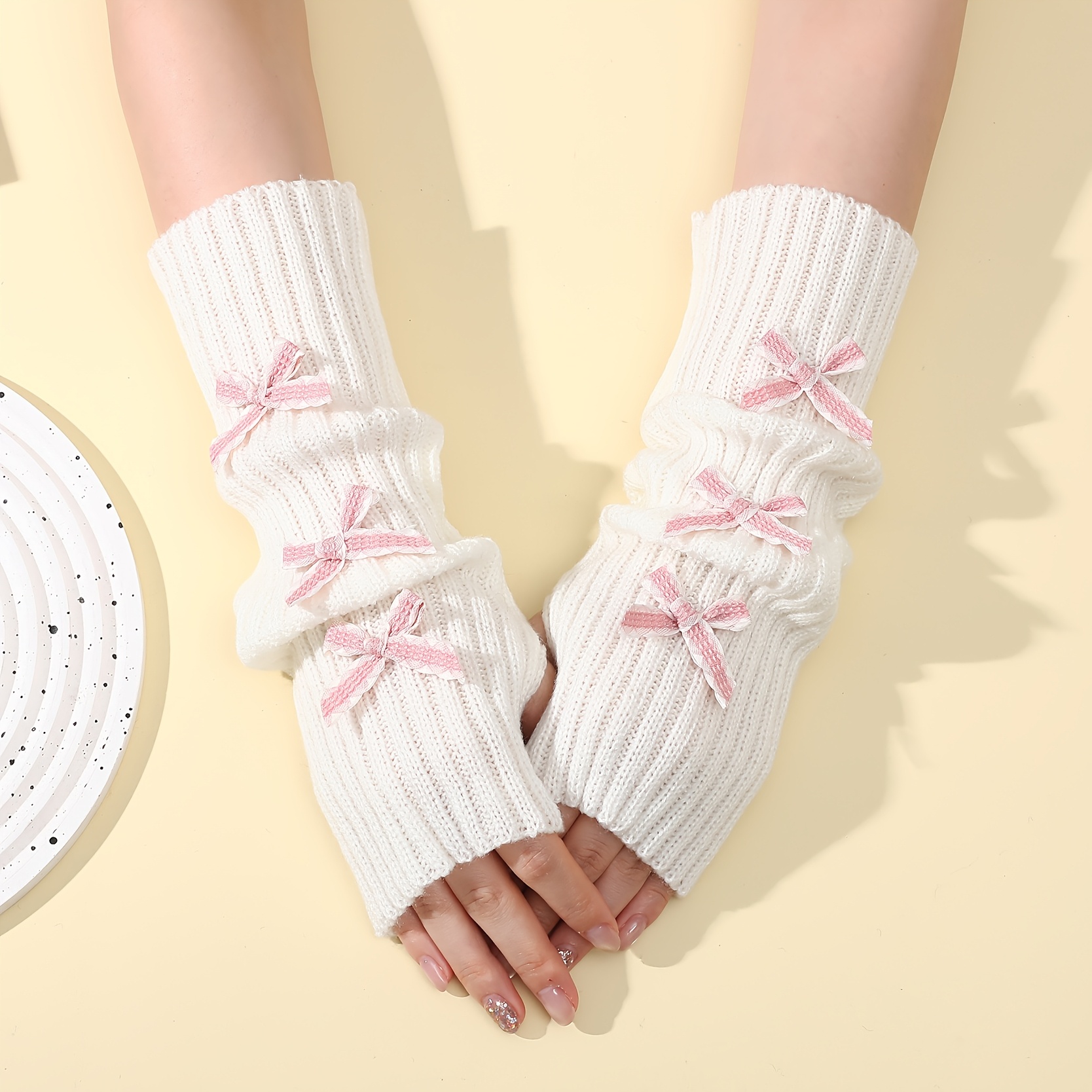E-shop Ein Paar Handschuhe mit Schleifendekoration, vielseitig und stylisch (Schleifendesign kann variieren)
