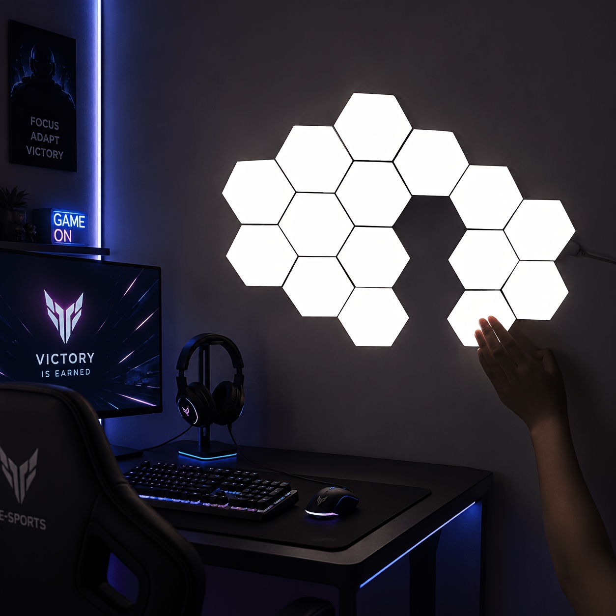 Smart Touch-Control Light with Hexagonal Modular Panel Design