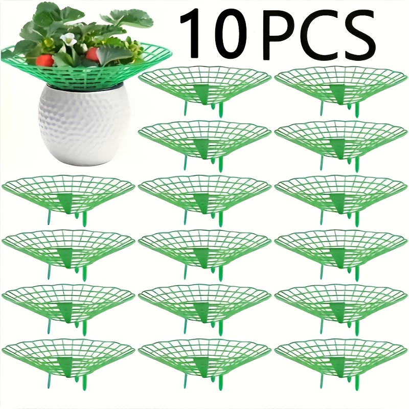 10 Green Strawberry Planting Racks, Watermelon Support Frame With 3 Fixed Legs. Garden Plant Care | Multifunctional Garden | Pvc Material