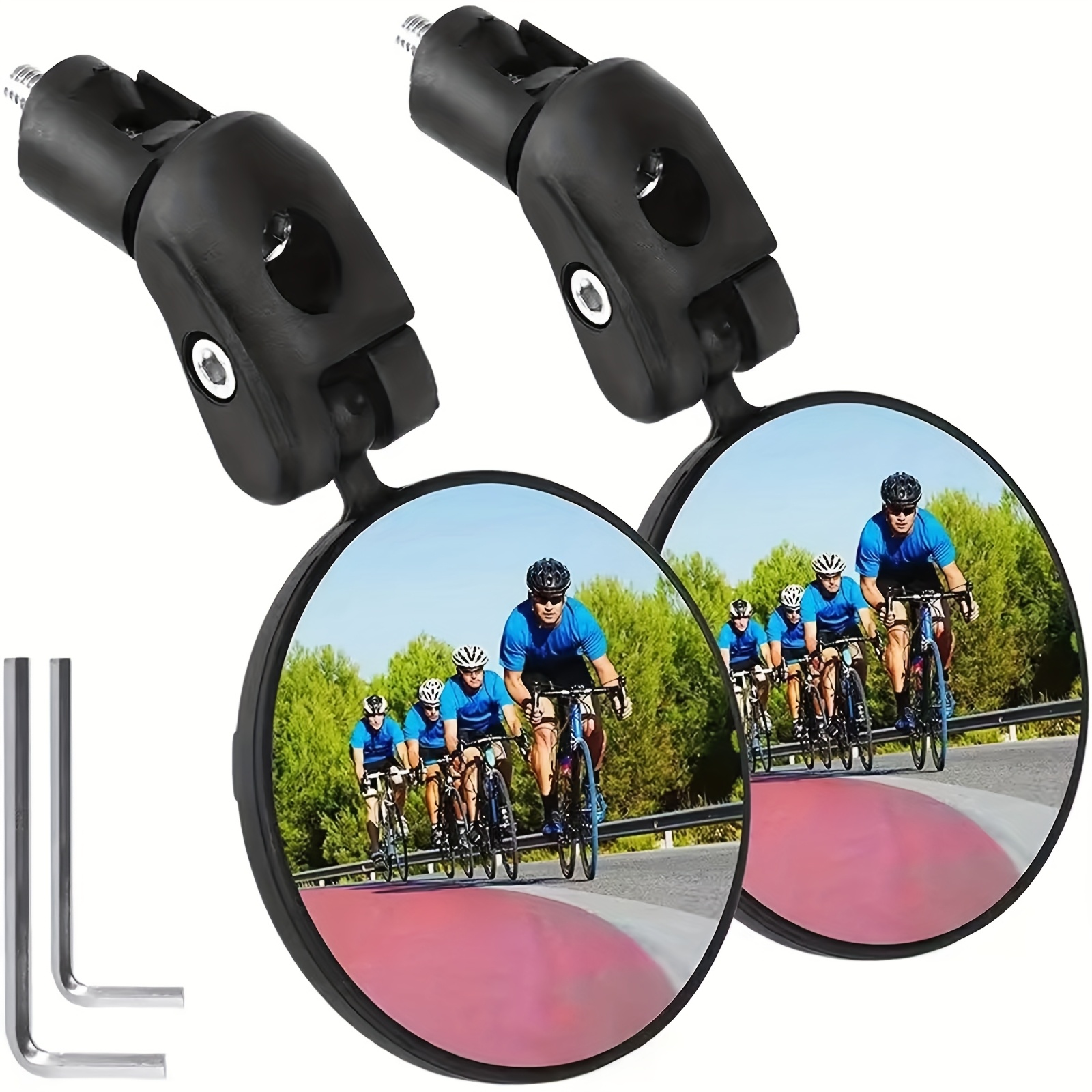 TEMU 360° Adjustable Bicycle Handlebar Mirror – Hd Wide Angle Reflector, Foldable, Convex, Fits 18-22mm Handlebars – For Bike, Scooter & E-bike